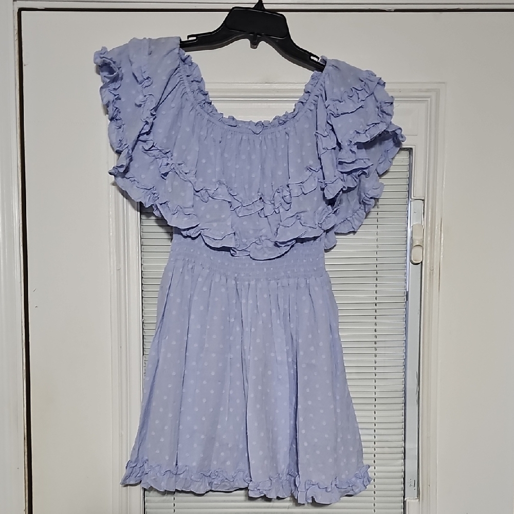 Girls' Lavender Ruffle Polka Dot Dress